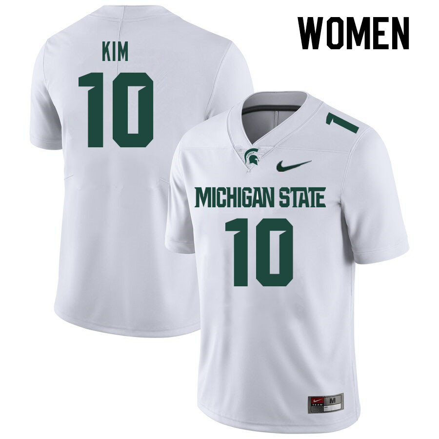 Women #10 Noah Kim Michigan State Spartans College Football Jerseys Stitched Sale-White